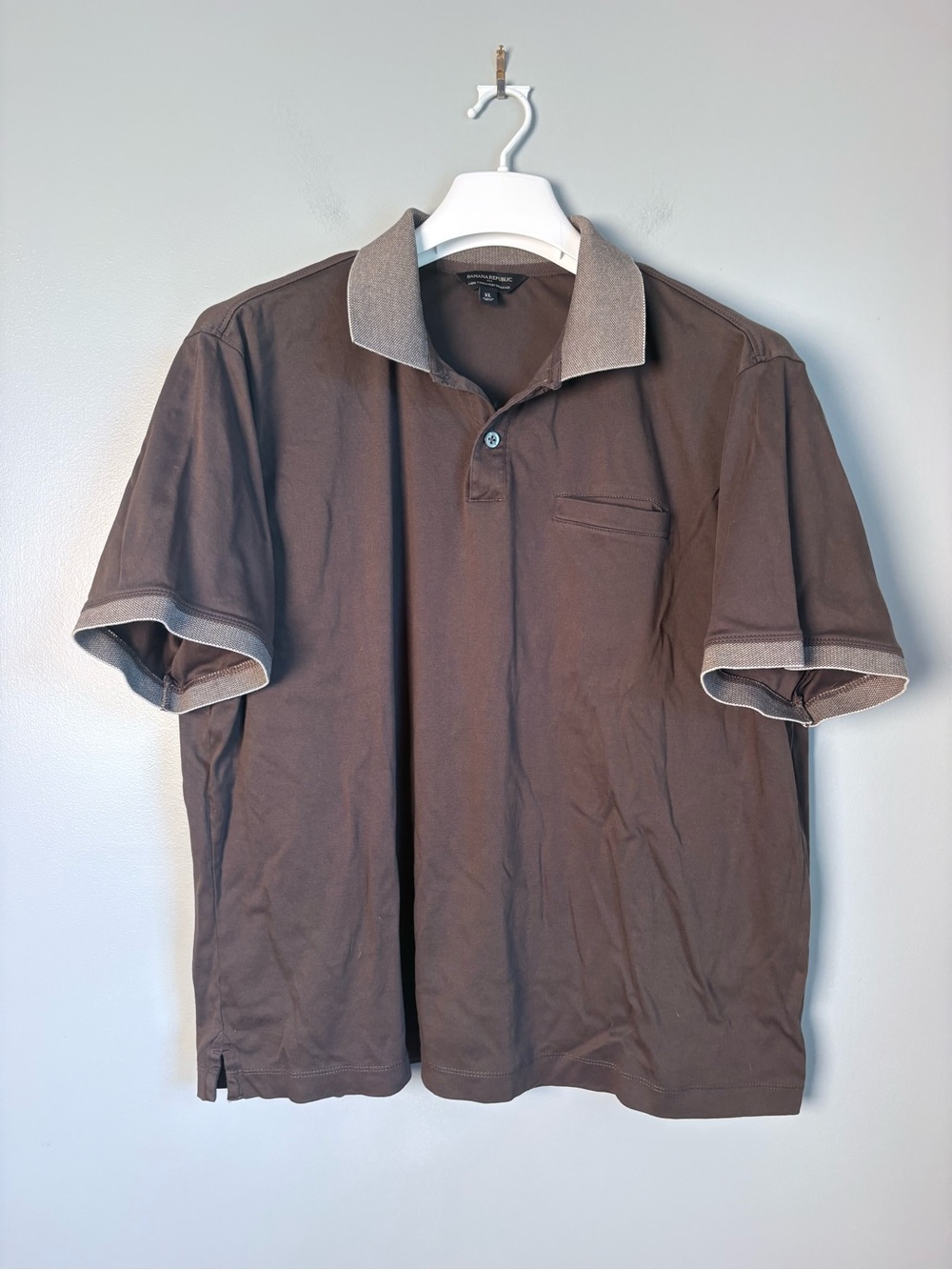 Banana Republic Brown Contrast Collar Polo Shirt (XL)